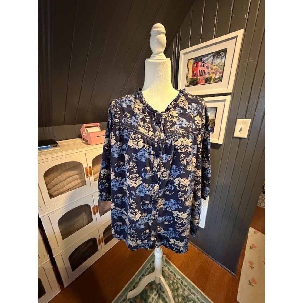 Women's Trendy Floral Cotton Tunic by Caff'e Marrakesh - Size 3X